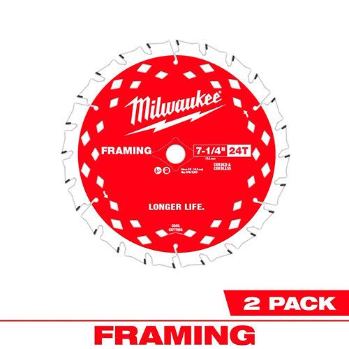 DISCO SIERRA CIRCULAR 7.1/4 DE 24T 2UNDS FRAMING MILWAUKEE