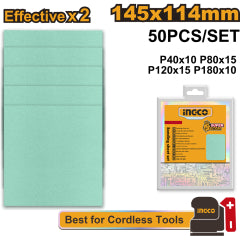 LIJA INGCO P/LIJADORA ORBITAL 145X114MM JGO.50 PZAS # AKFS145115