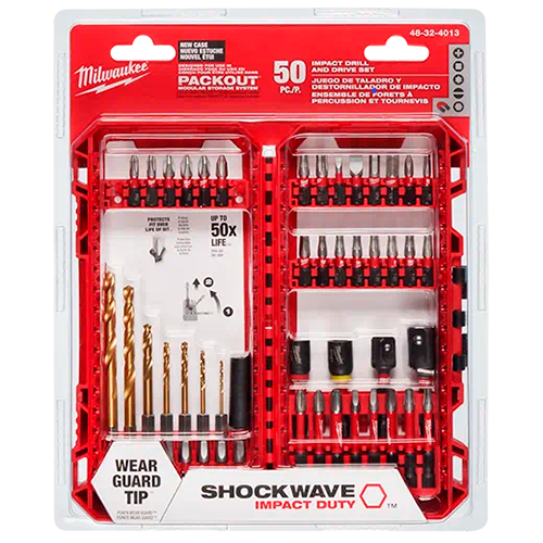 SET DE 50 PUNTAS Y ACCESORIOS IMPACTO SHOCKWAVE MILWAUKEE
