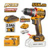TALADRO INGCO INALAMBRICO 20V - C/1 BAT.2.0AH Y 1 CARGADOR #CDLI205582 (C)