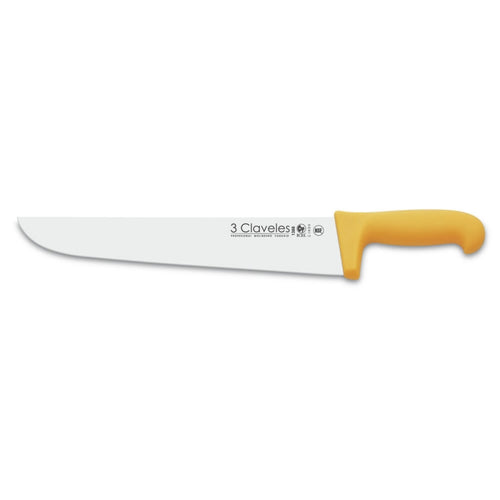 CUCHILLO TRES CLAVELES # 1388 POLIP. AMARILLO 30 CMS CARNICERO