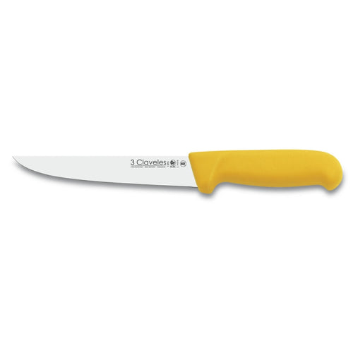 CUCHILLO TRES CLAVELES # 1375 POLIP. AMARILLO 18 CMS CARNICERO