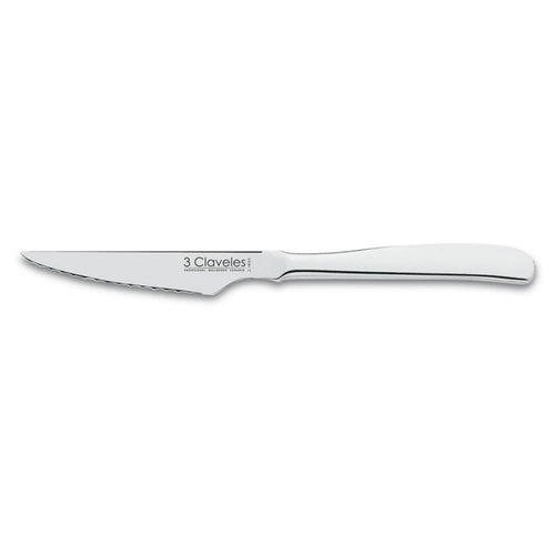 CUCHILLO TRES CLAVELES # 1515 INOX DENTADO CHULETERO 11 CMS