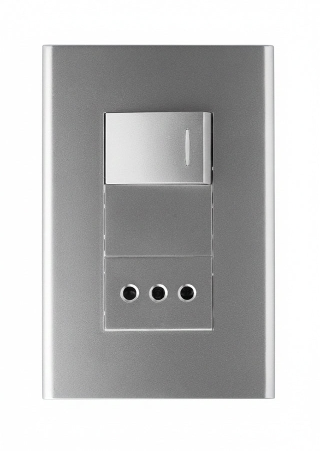 Interruptor simple + tomacorriente Plata