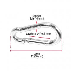 MOSQUETON FIERO (TRUPER) FIJO ACERO 3/16" #BMA-3/16 (BANMOS-3/16) (44037)