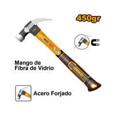 MARTILLO INGCO CARPINTERO M/FIBRA VIDRIO 16 OZ./450 GRS.  #HCH81016