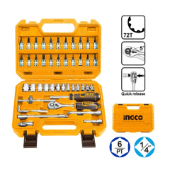 JUEGO DADOS C/CHICHARRA INGCO 1/4" DR  - JGO 46 PZS. #HKTS14462