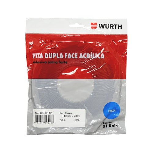 CINTA DOBLE FAZ GRIS 12MMX20M - WURTH - WURTH