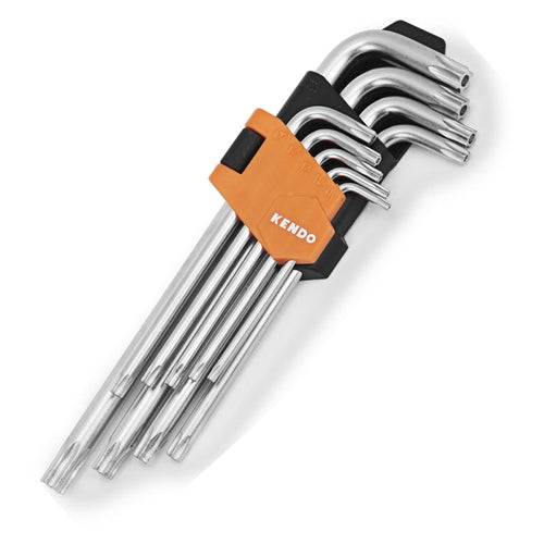 LLAVE TORX KENDO CROMADA PTA.TORX T/TAMPER JGO. 9 PIEZAS # 20742