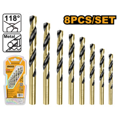 BROCA PARA METAL INGCO HSS JGO.8 PIEZAS 2-8 MM # AKDB0801