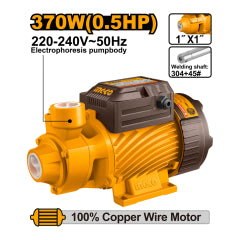 BOMBA AGUA INGCO PERIFERICA 370 WATTS - 0,5 HP MAX.SUCCION 8 MTS.# VPM37068