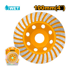 DISCO DESBASTE DIAMANTADO SEGMENTADO INGCO TURBO DIAMET.100MM-ANCHO 20MM- EJE 16 MM # CGW011002