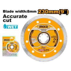 DISCO DIAMANTADO CONTINUO INGCO HUMEDO 230 (9") X 22.2 MM # DMD022302