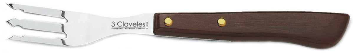 TENEDOR TRES CLAVELES # 1502 - 8 CMS INOX MGO MADERA