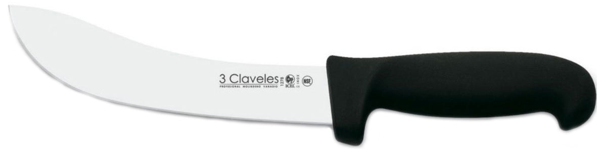 CUCHILLO TRES CLAVELES # 1277 MGO POLIPR NEGRO 16cm DESPELLEJAR