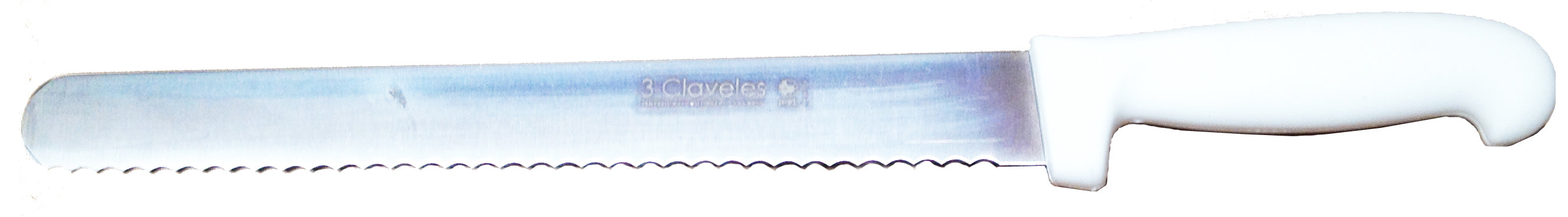 CUCHILLO TRES CLAVELES # 1342 MGO POLIPR BLANCO 30 CMS PANERO