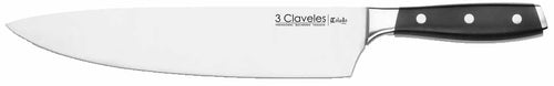 CUCHILLO TRES CLAVELES # 1534 INOX FORJADO COCINERO TOLEDO 25 CM