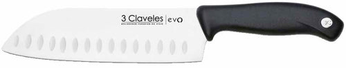 CUCHILLO TRES CLAVELES # 1356 SANTOKU ALVEOLADO EVO 18 CMS