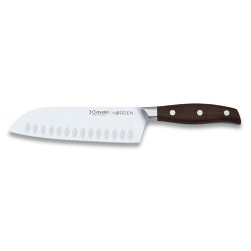 CUCHILLO TRES CLAVELES FORJADO #1045 NORDEN SANTOKU 17.5 CMS