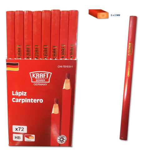 LAPIZ CARPINTERO KRAFT BOHRER NEGRO - CAJA 72 PZAS.