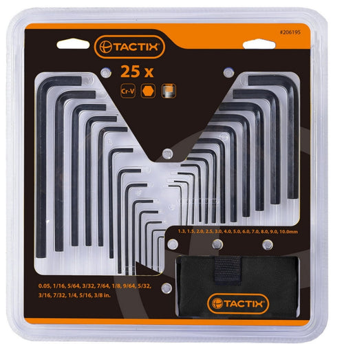 LLAVE ALLEN TACTIX # 206195 JGO.25 PZAS. EN PULG. Y MM.
