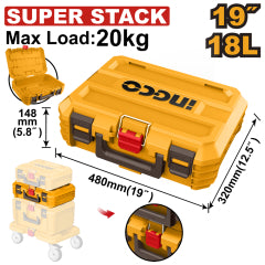 CAJA HERRAMIENTAS INGCO APILABLE 19"  48x32x14,8CM 15KG  #PBXS102