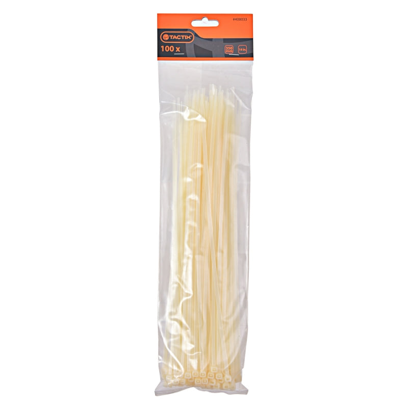 AMARRA PLASTICA TACTIX # 408033 BLANCA BOLSA 100 PZAS.LARGO 350MM