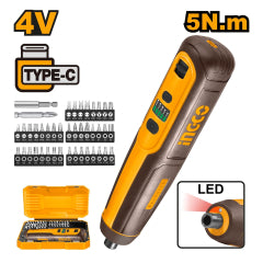 ATORNILLADOR INALAMBRICO INGCO 4V SIN CABLE USB C/43 ACCESORIOS #CSDLI04062