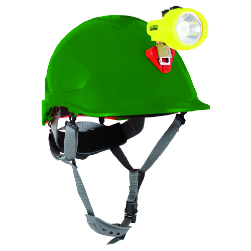 CASCO STEELPRO ABS MTA VERDE CON PORTALAMPARA FULL