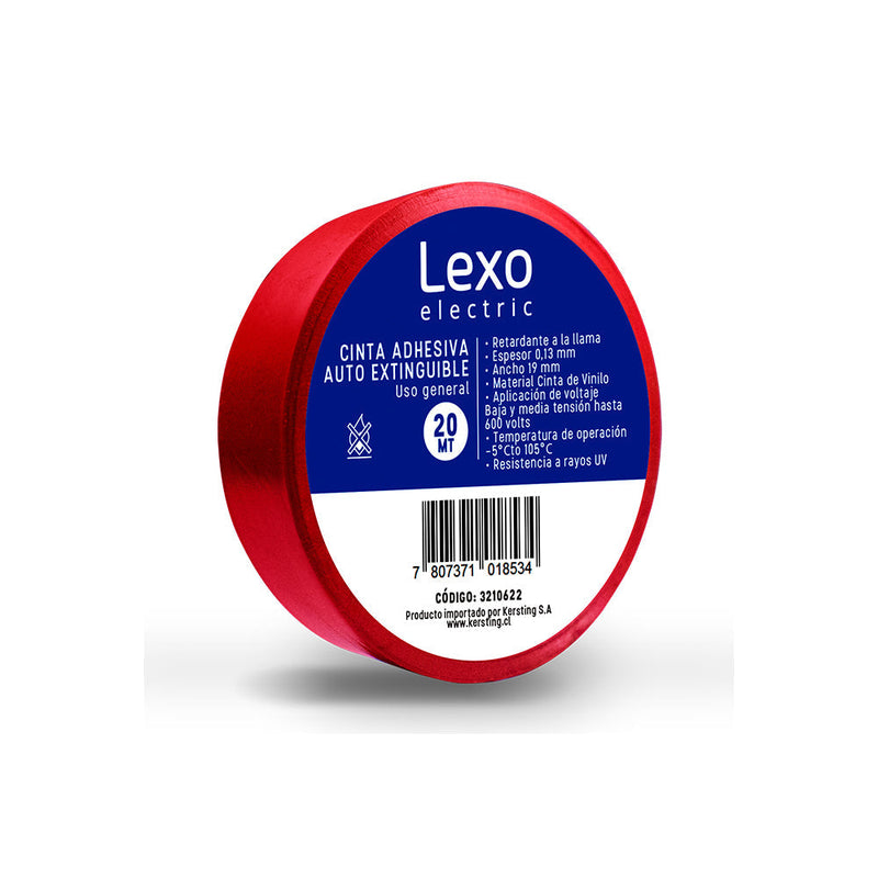 CINTA AISLANTE VINÍLICO 19 MM 20 METROS ROJA