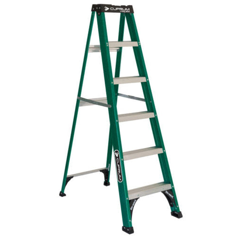 ESCALERA FIBRA VIDRIO TIJERA 6 PELDA OS 1.86 MTS 175 KG CUPRUM