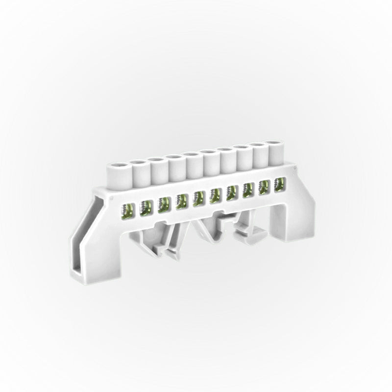 BARRA BRONCE AISLADA RIEL DIN BLANCA 10 POLOS