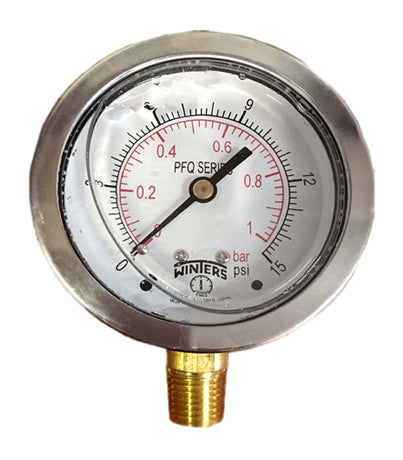 MANOMETRO WINTERS # PFQ800 1/4" NPT C/GLIC.INF 0/15 PSI/BAR