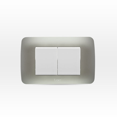 INTERRUPTOR DOBLE 9/15 TECLON 35.6MM 10A 250V BLANCO ARMADO PLATA