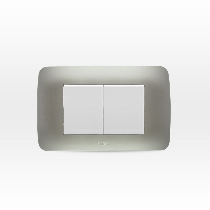 INTERRUPTOR DOBLE 9/15 TECLON 35.6MM 10A 250V BLANCO ARMADO PLATA