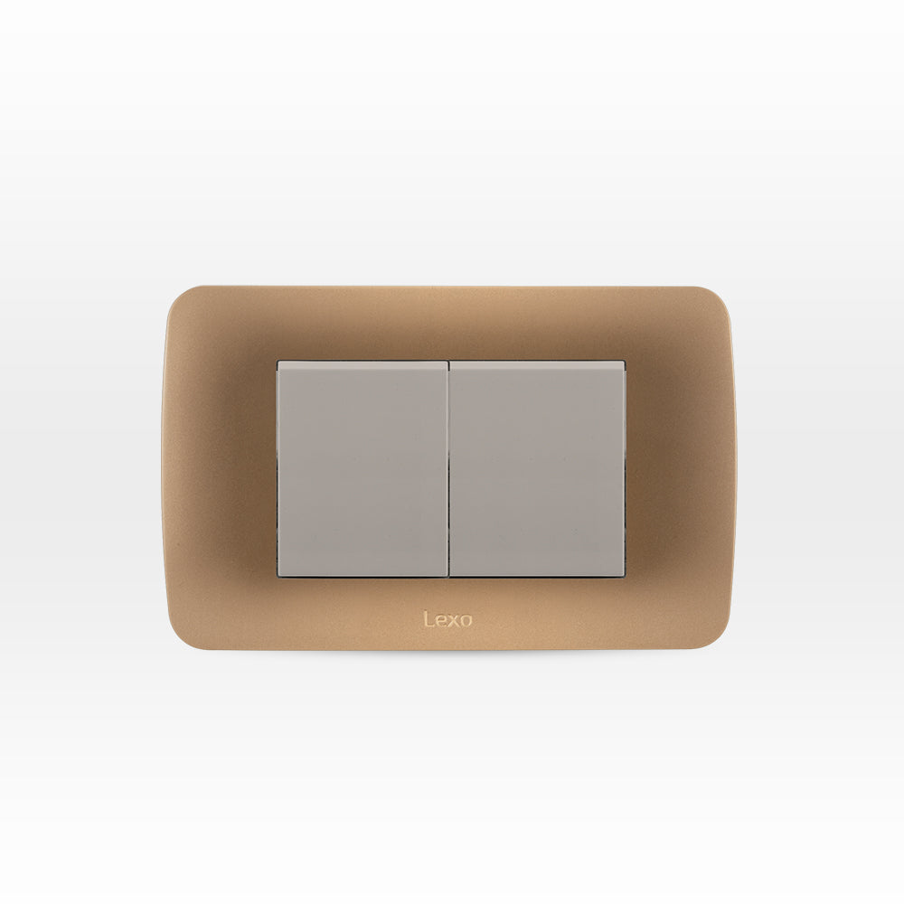 INTERRUPTOR DOBLE 9/15 TECLON 35.6 MM 10A 250V BEIGE ARMADO TITANIO