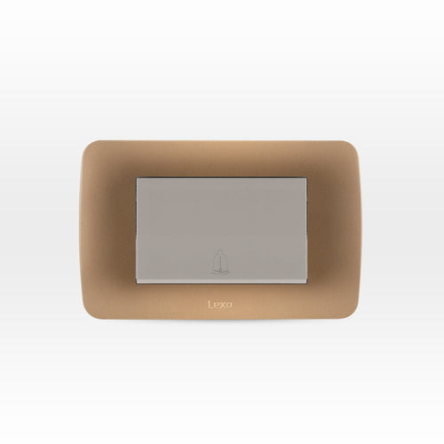 INTERRUPTOR PULSADOR TIMBRE TECLON 73 MM 10A 250V BEIGE ARMADO TITANIO