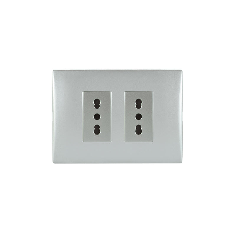 TOMA CORRIENTE ANDES DOBLE 10/16A 250V SILVER ARMADO