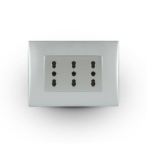 Toma corriente andes TRIPLEX 10/16A 250V SILVER armado