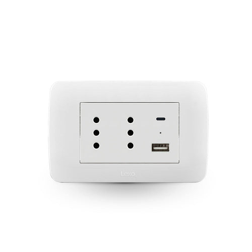 TOMA CORRIENTE DUPLEX 10A + 2 USB BLANCO ARMADA