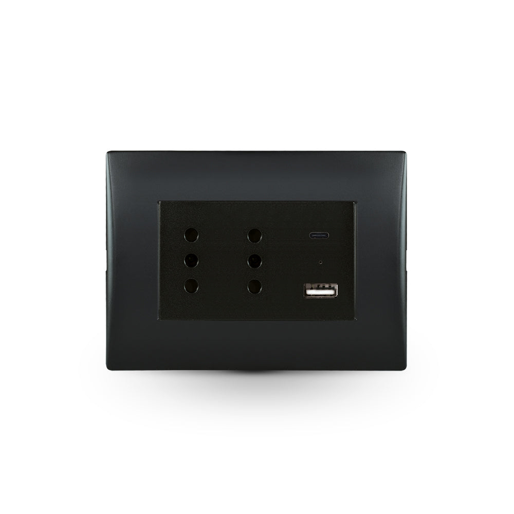 Toma corriente andes DÚPLEX 10/16A 250V BLACK armado