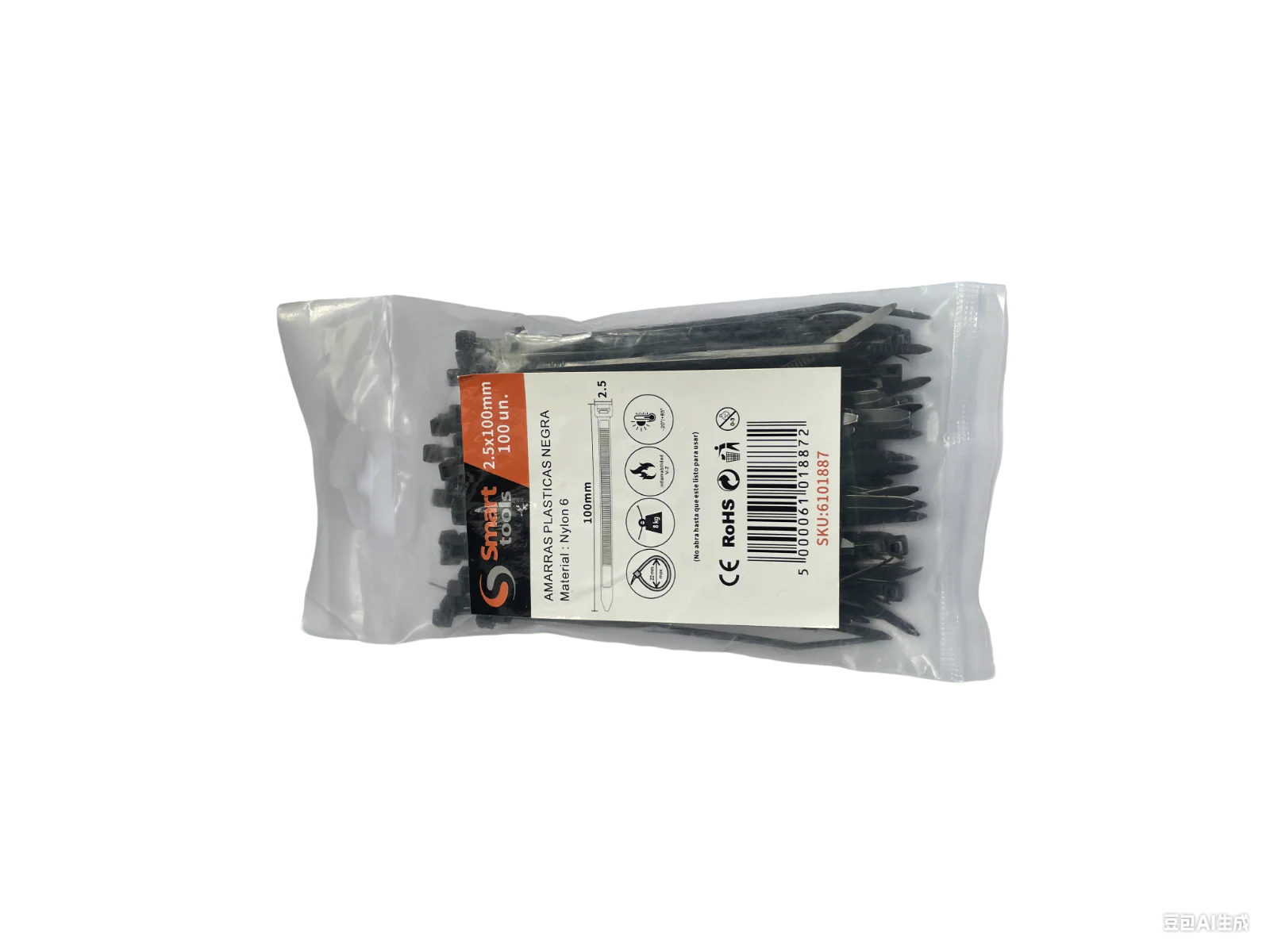 AMARRA PLASTICA NEGRA 2.5x100mm.100Unidades