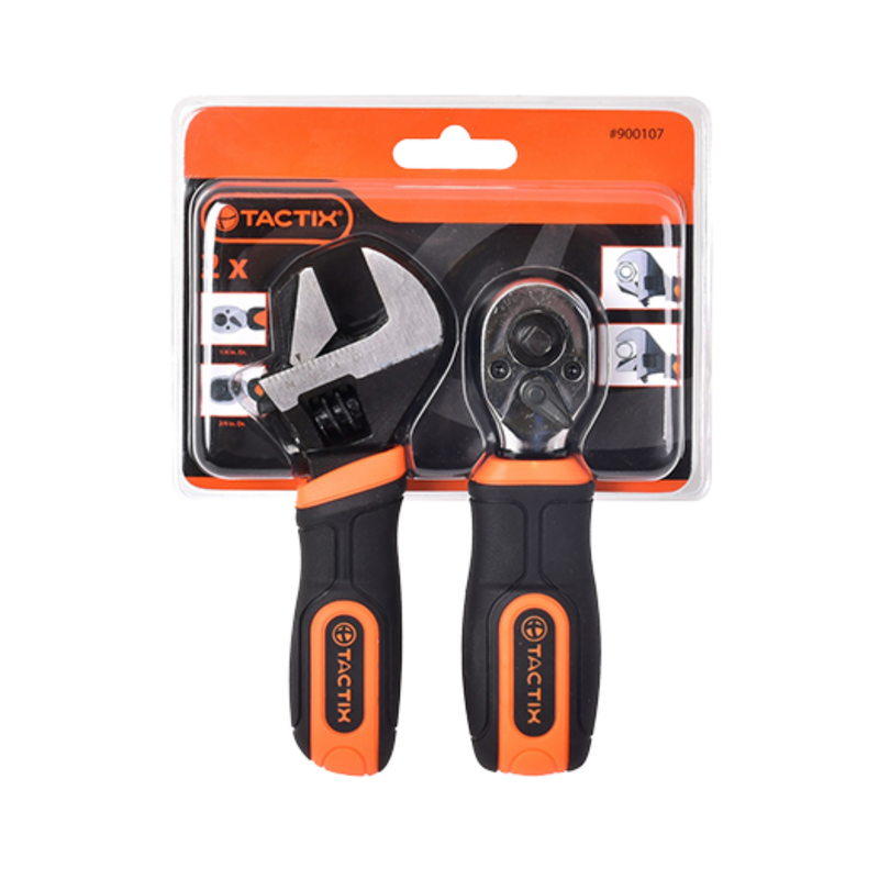 LLAVE FRANCESA Y CHICHARRA TACTIX # 900107 JGO 2 PIEZAS