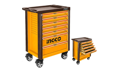 CAJA HERRAMIENTAS INGCO METALICA 765X465X812 MM C/RUEDAS Y 7 BANDEJAS # HDTC01072