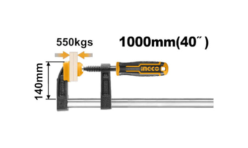 PRENSA CARPINTERO INGCO T/SARGENTO 1000 X 140 MM # HFC021404