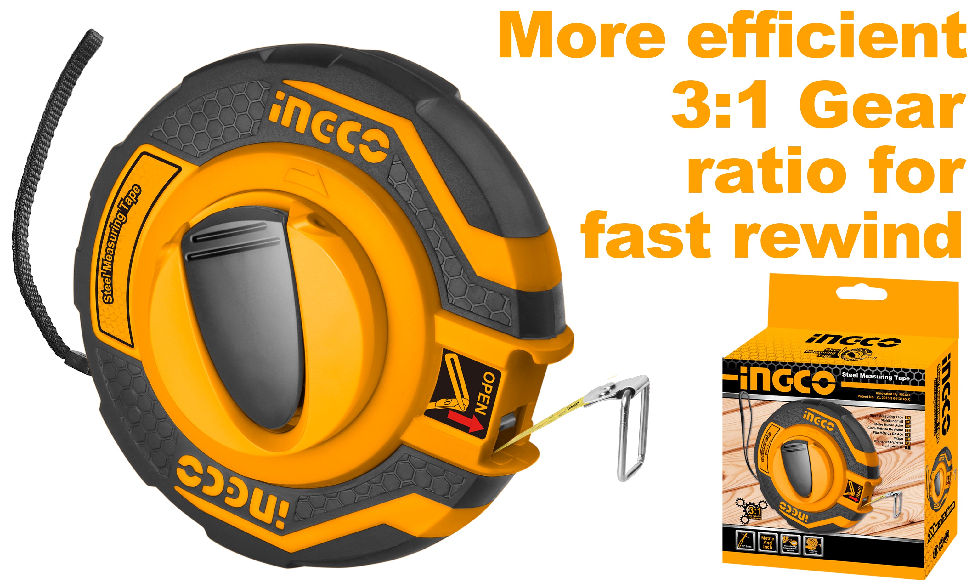 HUINCHA INGCO DE ACERO 20 MTS X 12.5 MM (MM-PUL) # HSMT8420