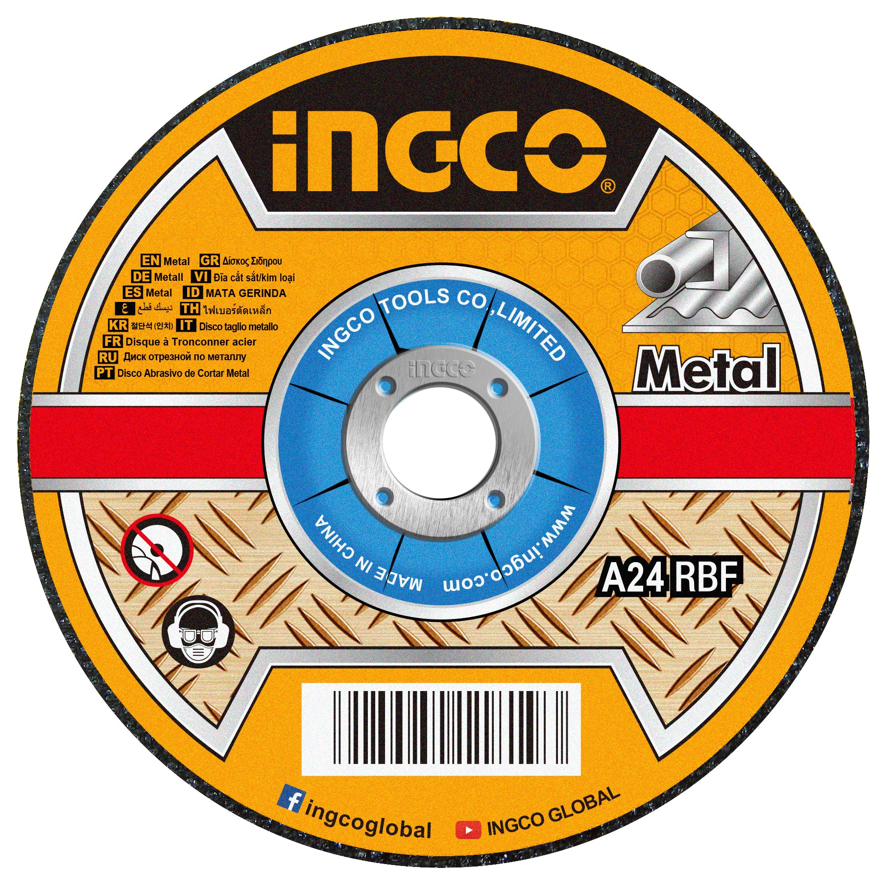 DISCO DESBASTE INGCO METAL 9" X 7/8" # MGD602301