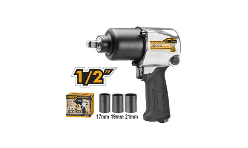 PISTOLA DE IMPACTO INGCO NEUMATICA 1/2" PRESION AIRE 6.2BAR (90PSI) # AIW12562