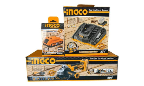 ESMERIL ANGULAR INGCO INALAMBRICO 20V C/BAT Y C/CARGADOR 115MM #CAGLI2111561 (C)
