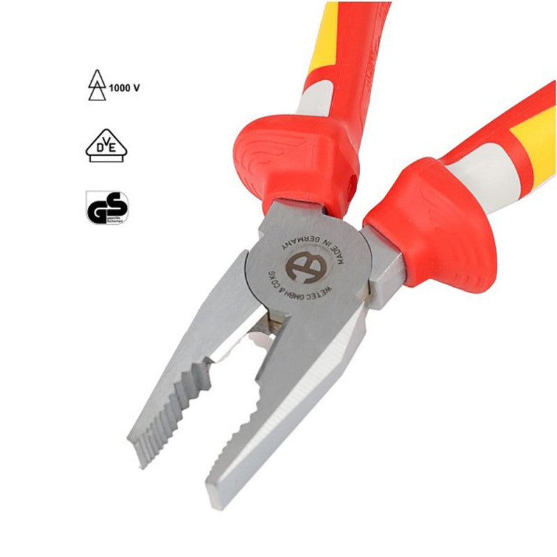 Alicates universales WETEC VDE. mango de 3 componentes. 160 mm